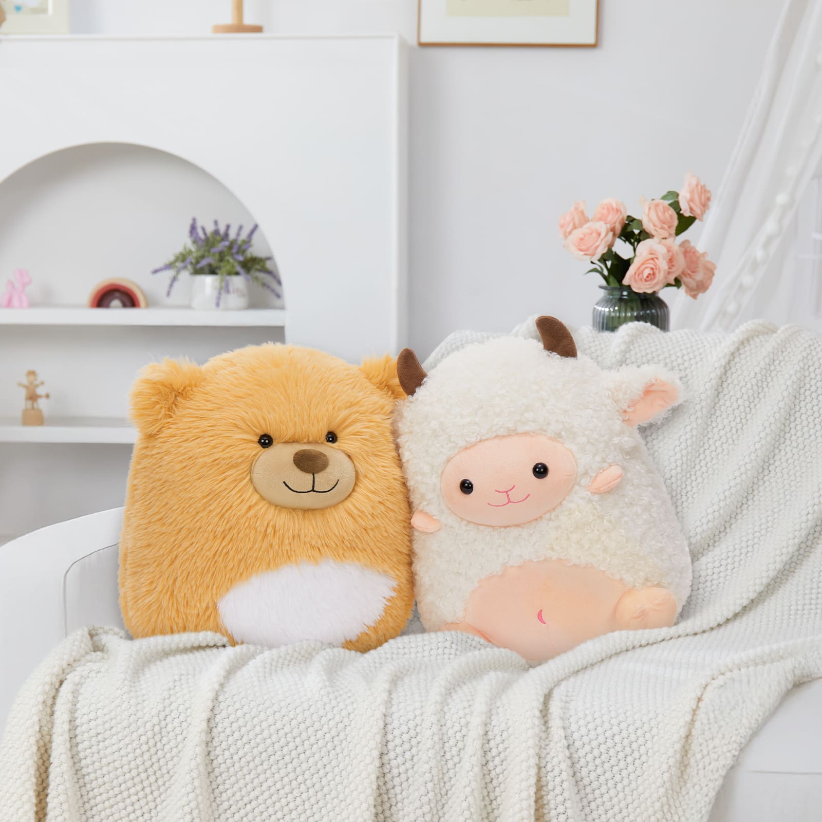 Teddy Bear Weighted Plush Pillows, 1.5 Lbs, 13.8 Inches