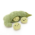 15.7 Inch Lifelike Pea Pod Plush Toy with 3 Removable Beans