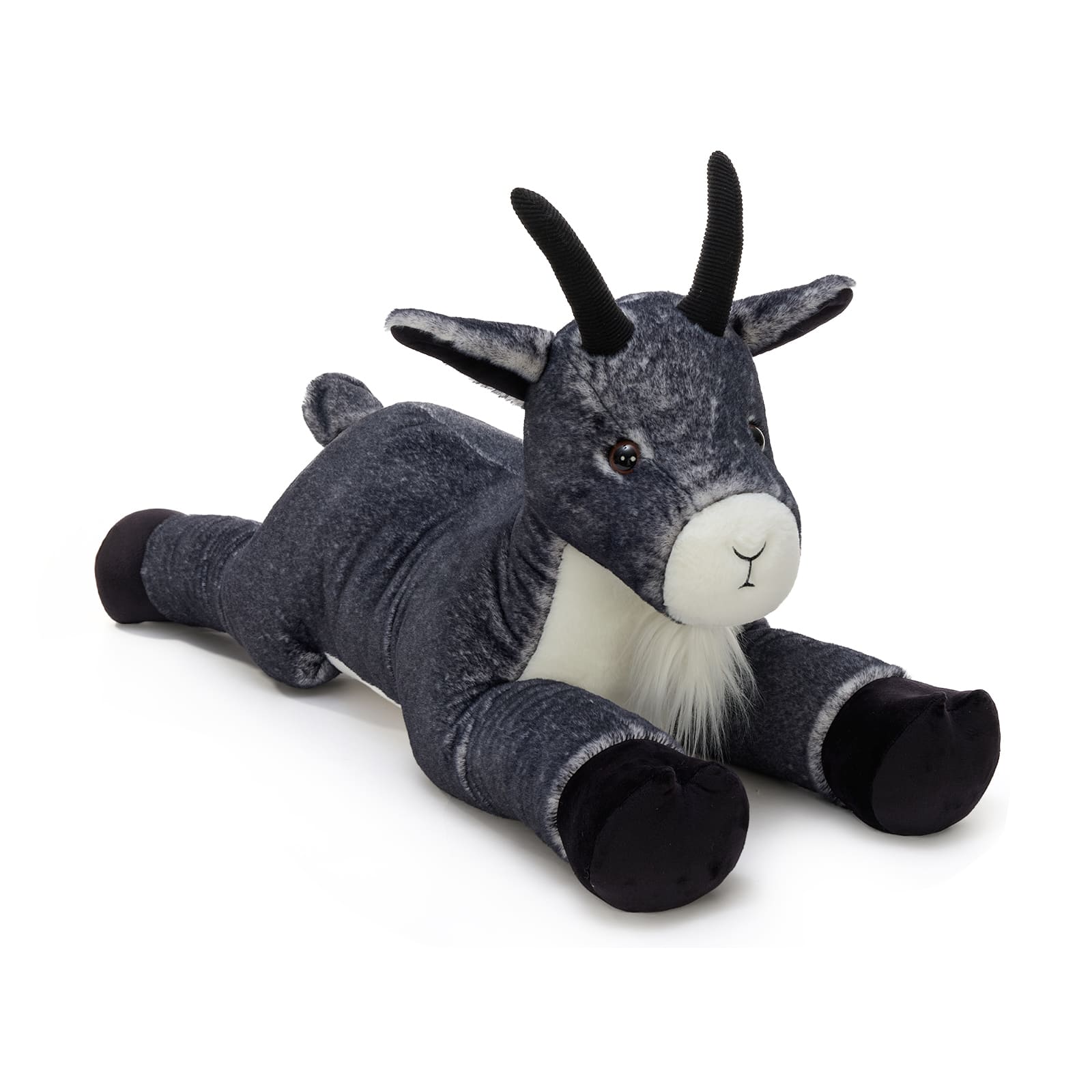 Large Realistic Goat Stuffed Animals Farm Plushies, Black, 39 Inches
