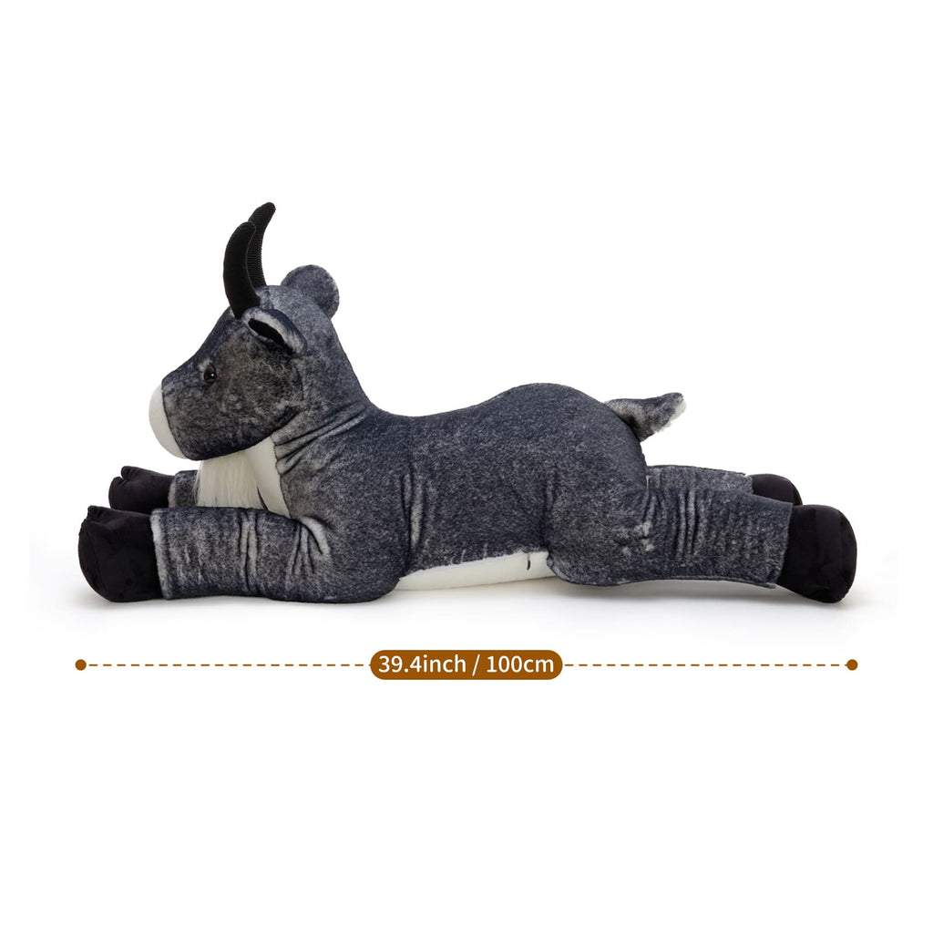Large Realistic Goat Stuffed Animals Farm Plushies, Black, 39 Inches