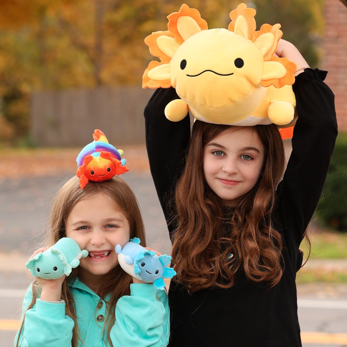 Axolotl Plush Toys - 4 Pcs Axolotl Stuffed Animals Bulk - Cute Salamander 24 Inches Plush Dolls - Stuffed Animal Salamander Babies with Their Mom - Axolotl Cushion Pillow Soft Toys - Gifts for Boys Girls