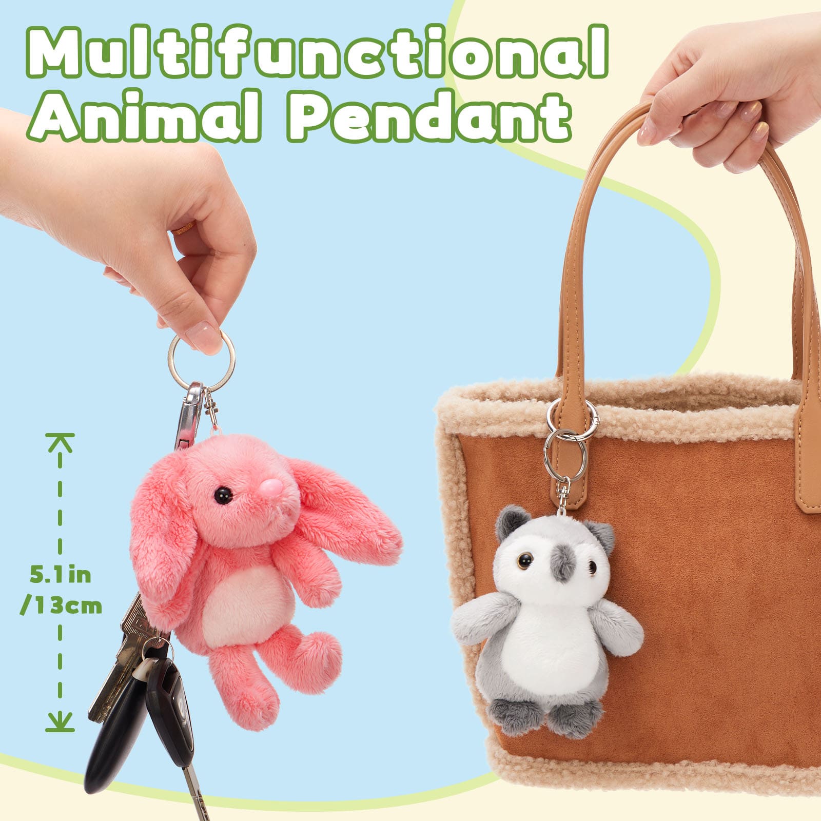Mini Bulk Plush Keychains - Cute Animal Plush Toy Assortment - Wholesale Party Favors - Kawaii Pendant Accessories for Bags Backpacks - Wholesale Stuffed Animals - Free Shipping