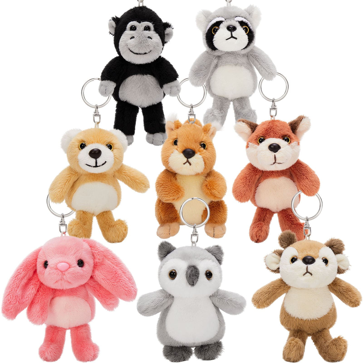 Mini Bulk Plush Keychains - Cute Animal Plush Toy Assortment - Wholesale Party Favors - Kawaii Pendant Accessories for Bags Backpacks - Wholesale Stuffed Animals - Free Shipping
