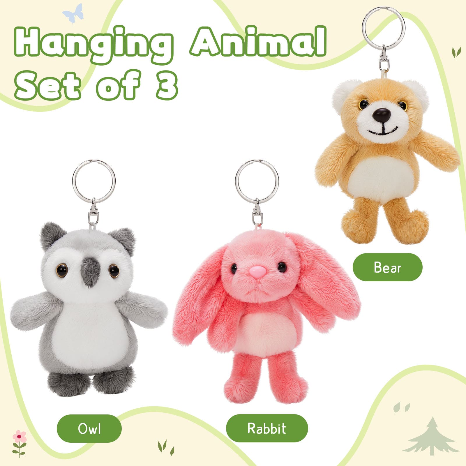 Mini Bulk Plush Keychains - Cute Animal Plush Toy Assortment - Wholesale Party Favors - Kawaii Pendant Accessories for Bags Backpacks - Wholesale Stuffed Animals - Free Shipping