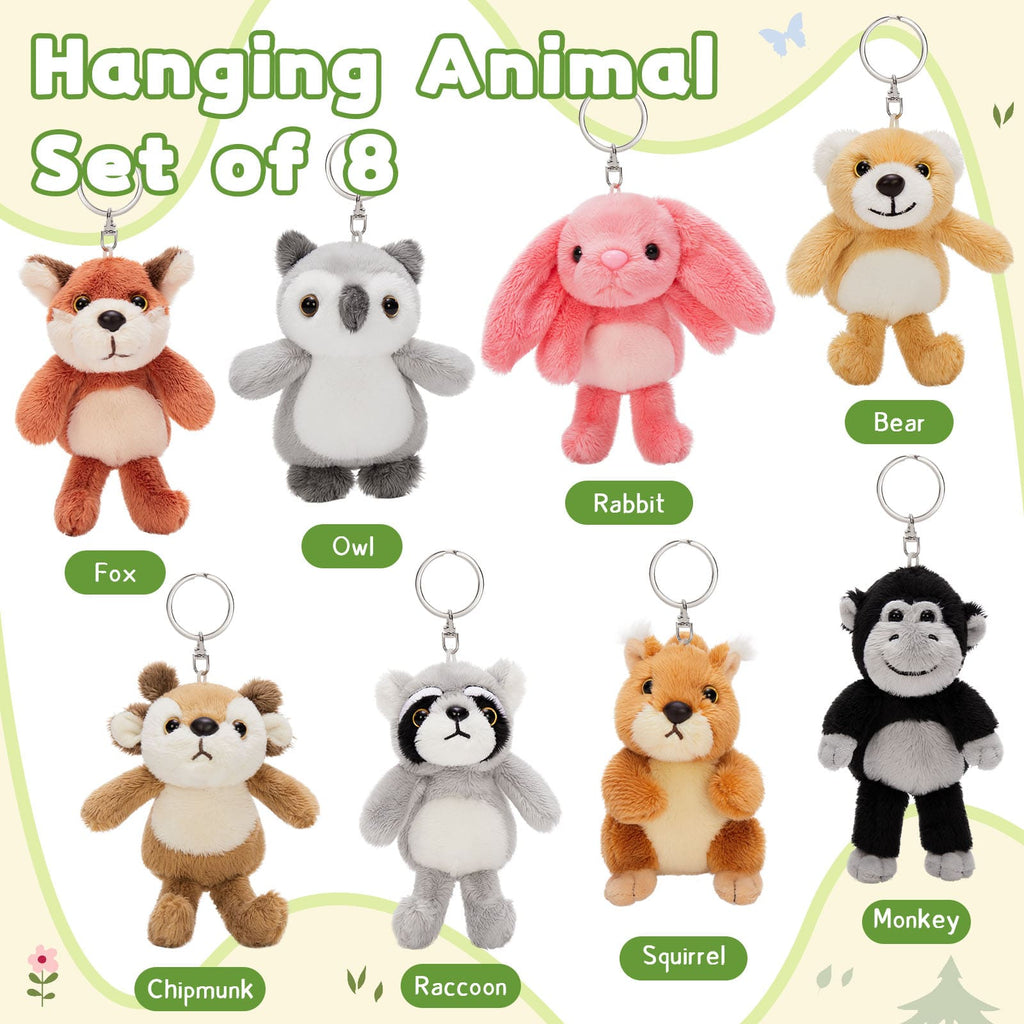 Mini Bulk Plush Keychains - Cute Animal Plush Toy Assortment - Wholesale Party Favors - Kawaii Pendant Accessories for Bags Backpacks - Wholesale Stuffed Animals - Free Shipping