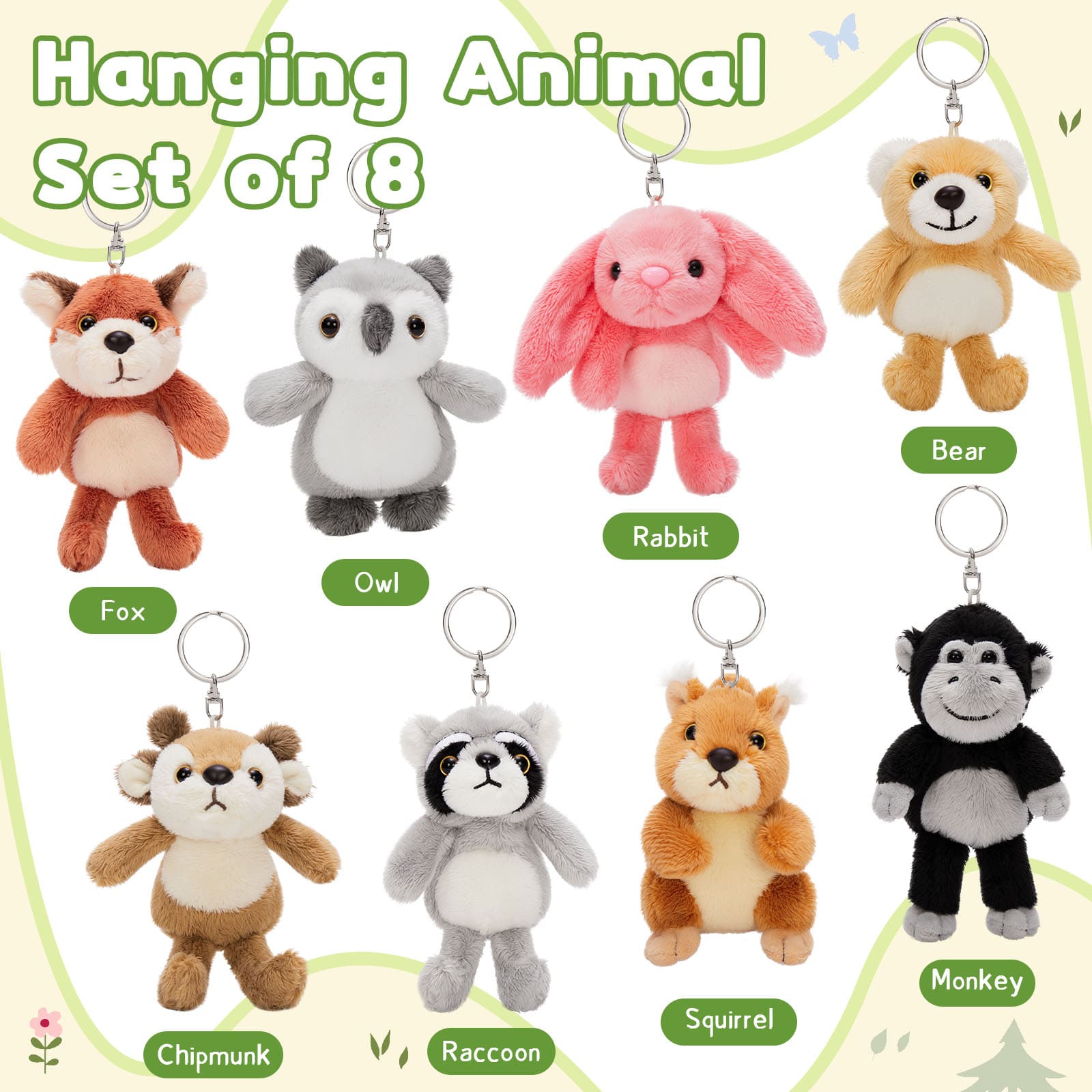 Mini Bulk Plush Keychains - Cute Animal Plush Toy Assortment - Wholesale Party Favors - Kawaii Pendant Accessories for Bags Backpacks - Wholesale Stuffed Animals - Free Shipping