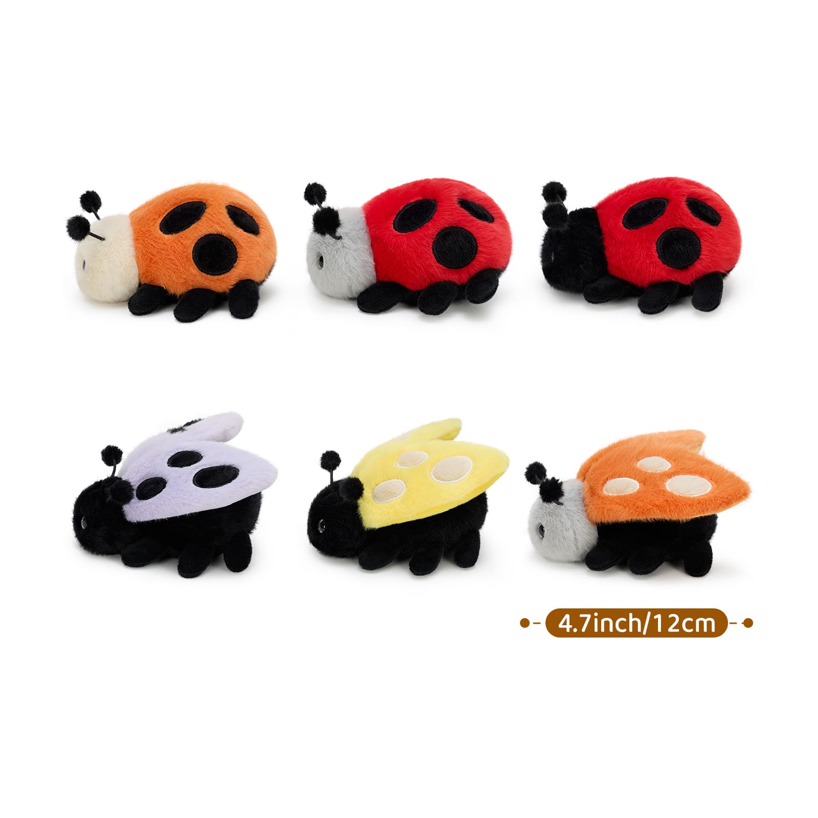 6 PCS Ladybug Plush Toy Set Soft Stuffed Animal Ladybugs, 4.72 Inches