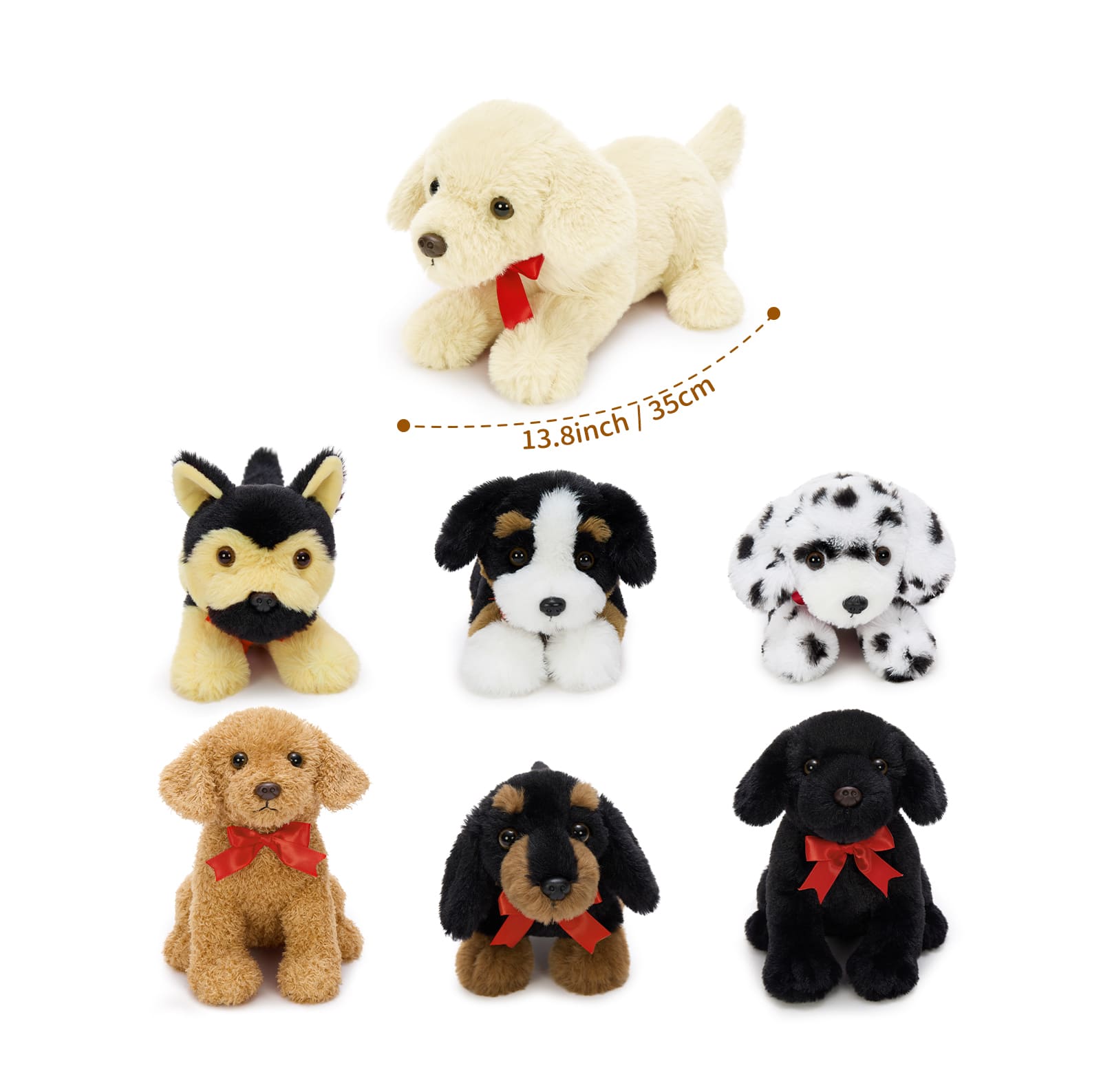 Dog Plush Toy Set Soft Stuffed Puppy Collection, 13.8 Inches