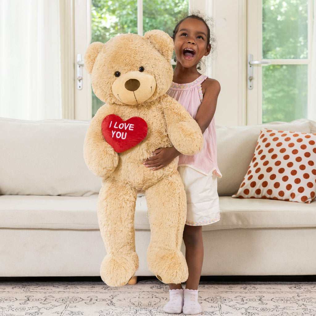 Giant Teddy Bear Plush Toy, Brown/Beige/Pink, 35.4/51/72 Inches