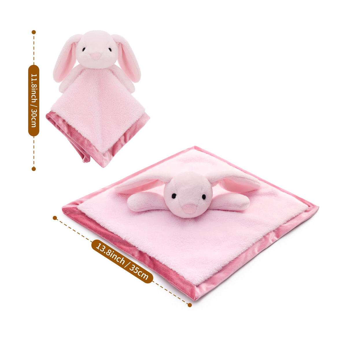 Animal Security Blanket Soft Plush Lovey Comfort Blanket, 14 Inches