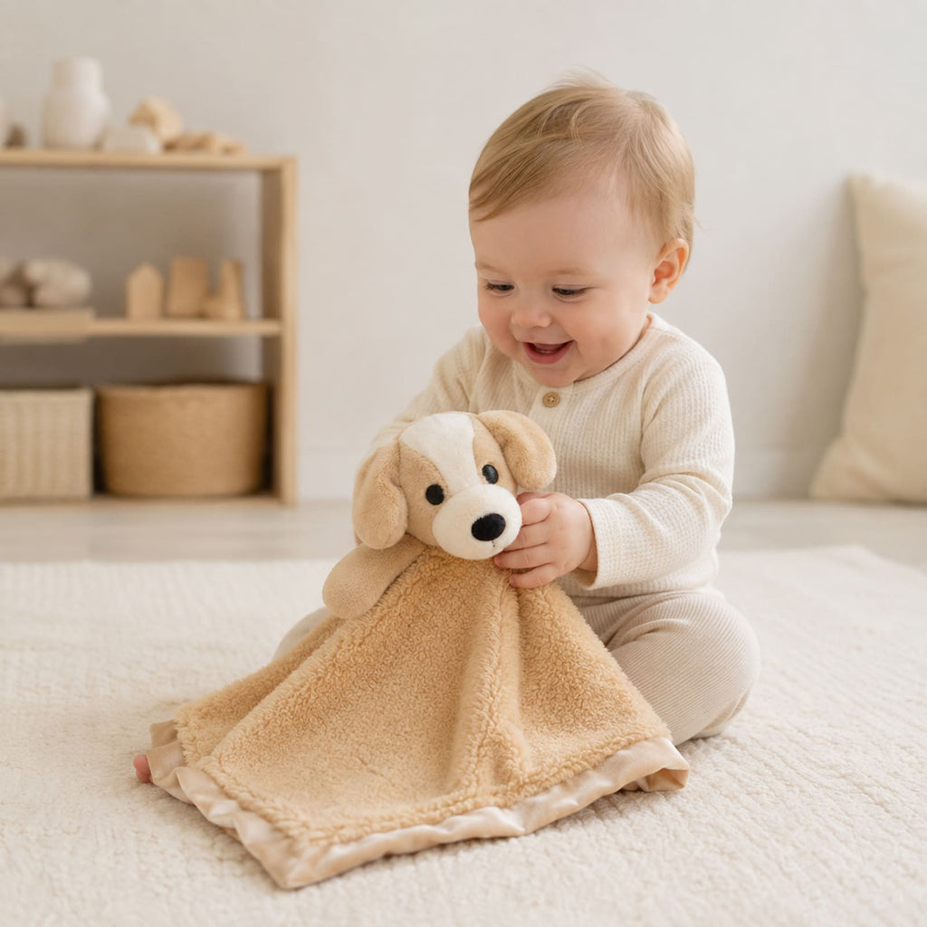 Animal Security Blanket Soft Plush Lovey Comfort Blanket, 14 Inches