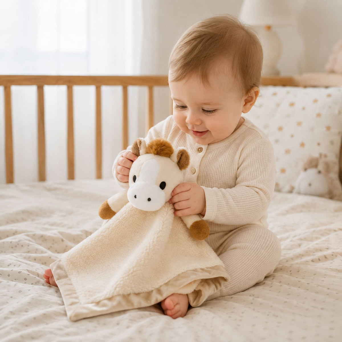 Animal Security Blanket Soft Plush Lovey Comfort Blanket, 14 Inches