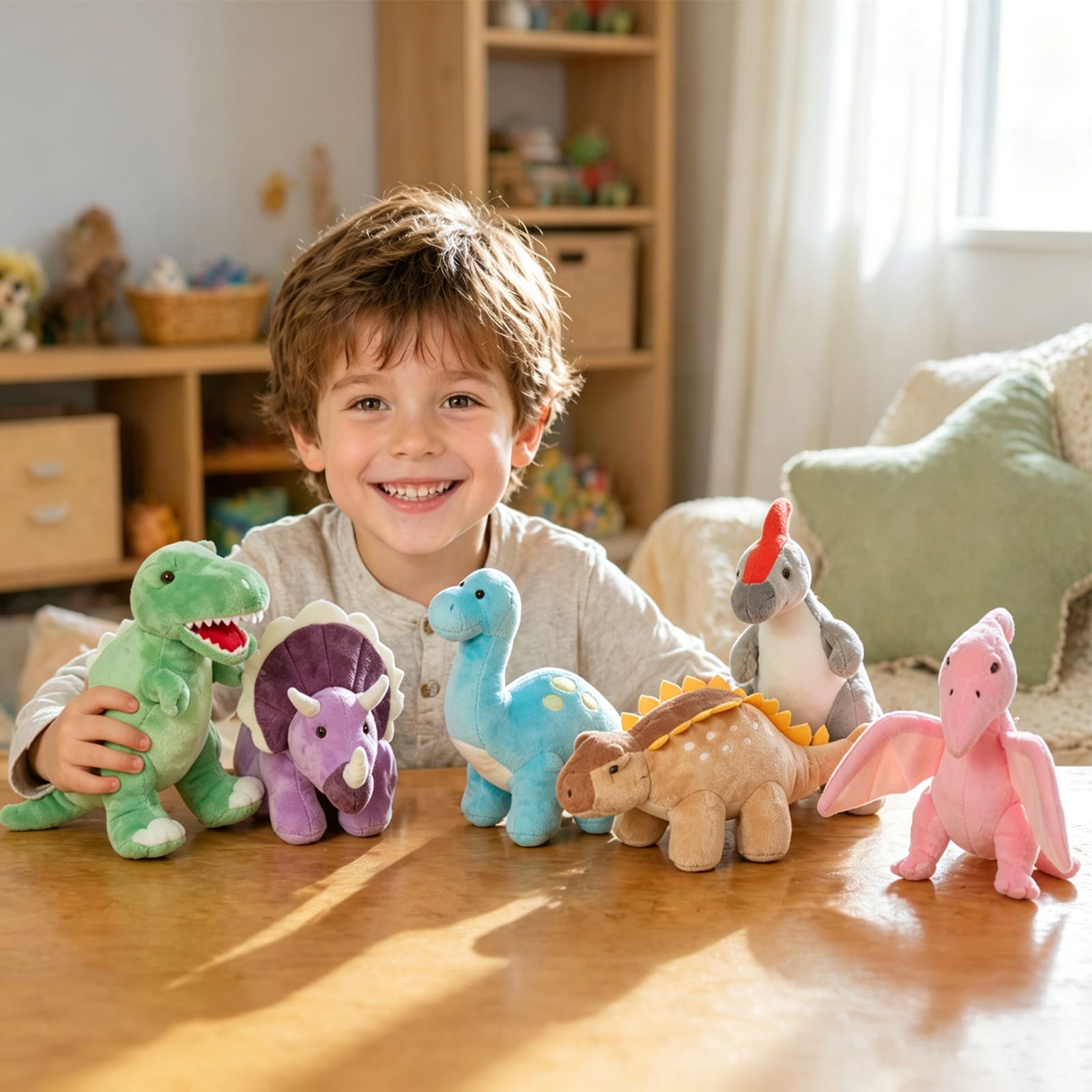 Mini Dinosaur Plush Toy Set – 9.8" Soft Stuffed Dino Animals for Kids