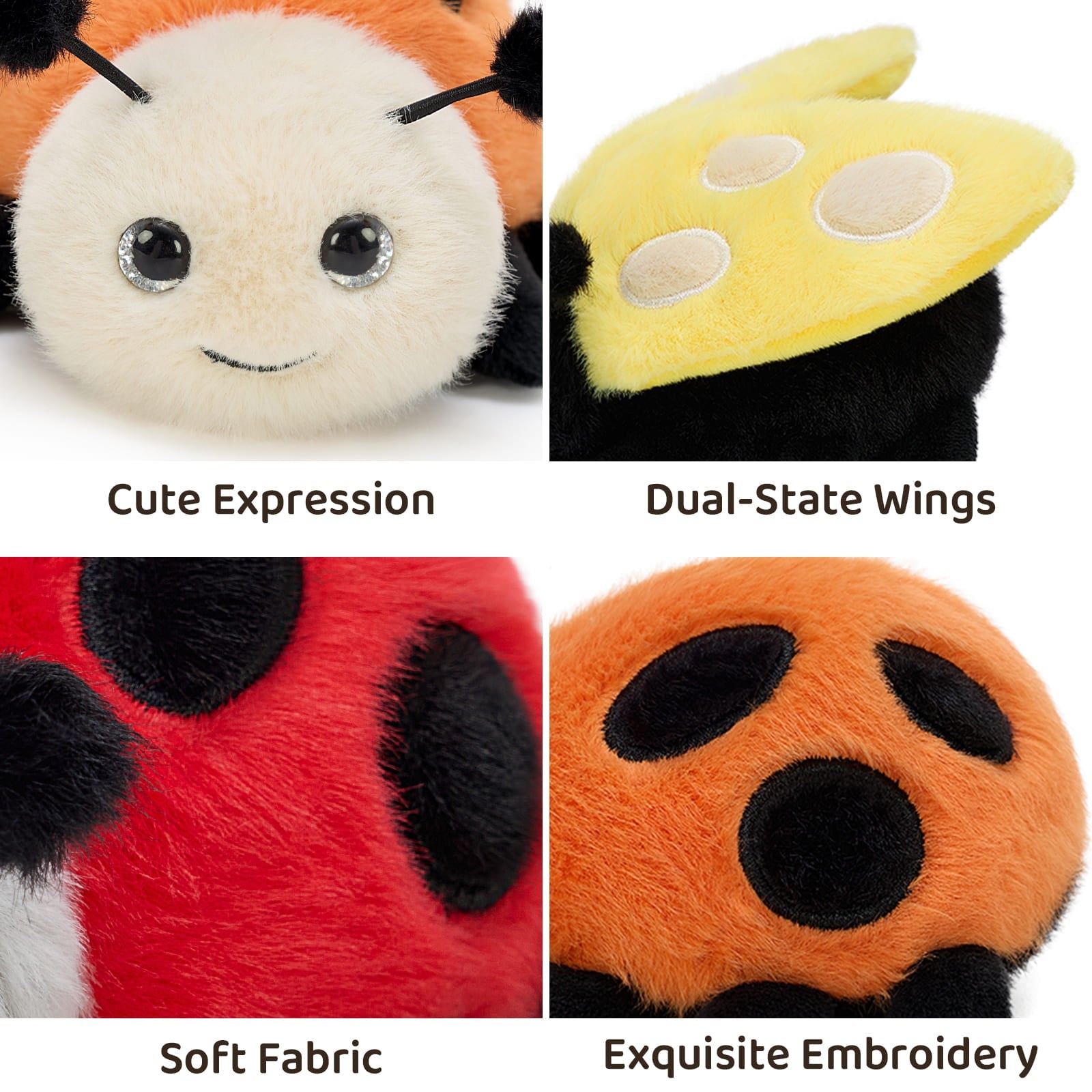 6 PCS Ladybug Plush Toy Set Soft Stuffed Animal Ladybugs, 4.72 Inches