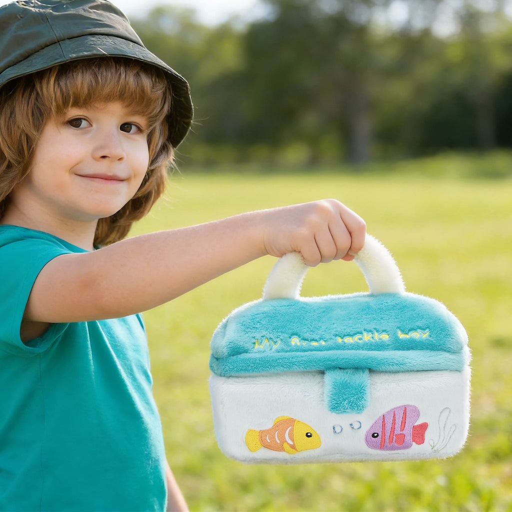 Plush Fishing Toy Set with Soft Fish & Tackle Box – Kids Pretend Play Fishing Game