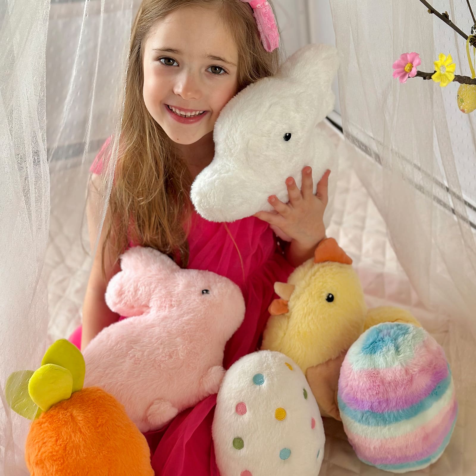 Easter Plush Toy Set – Bunny, Chick, Carrot & Colorful Easter Egg Stuffed Animals