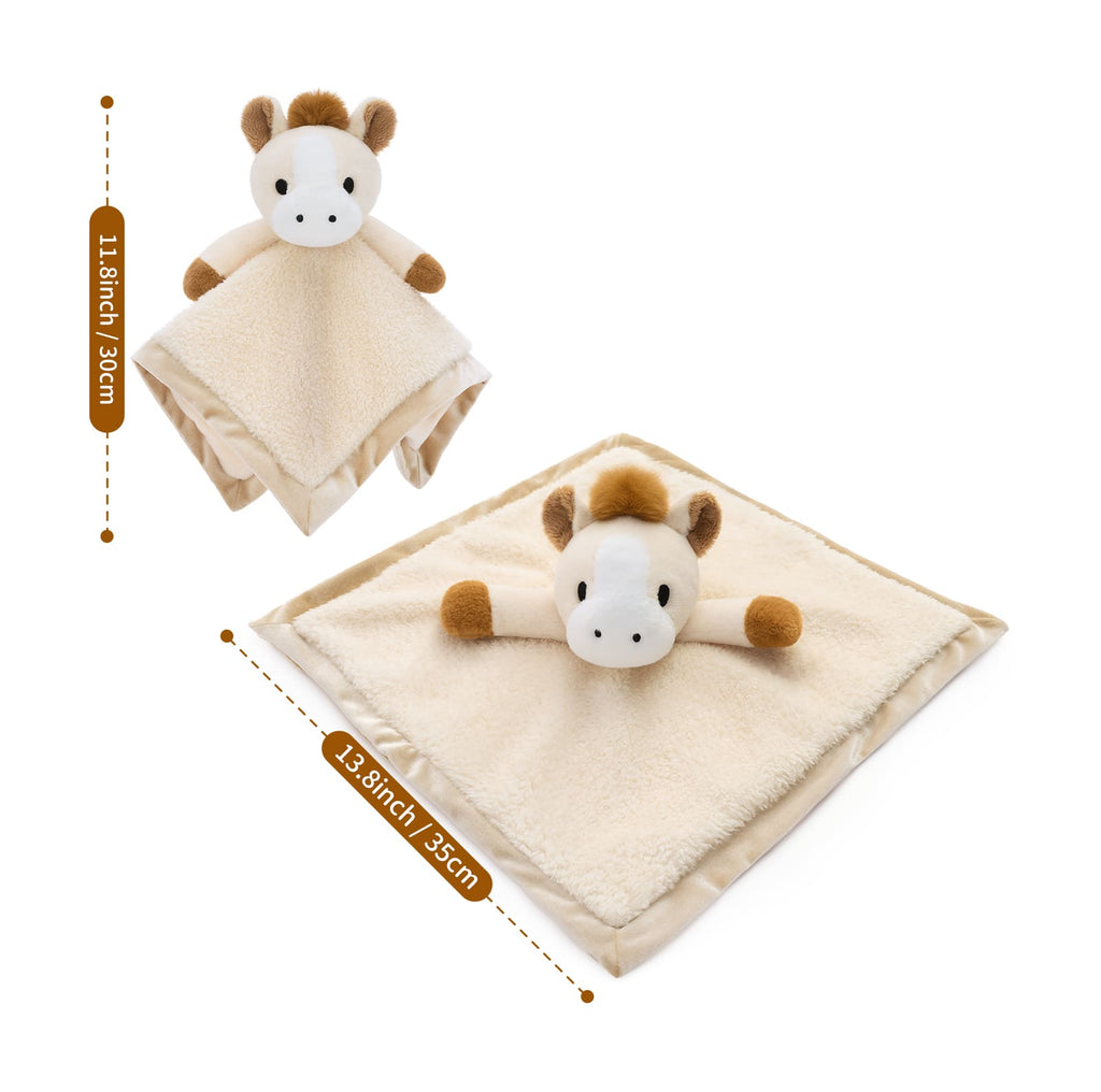 Animal Security Blanket Soft Plush Lovey Comfort Blanket, 14 Inches