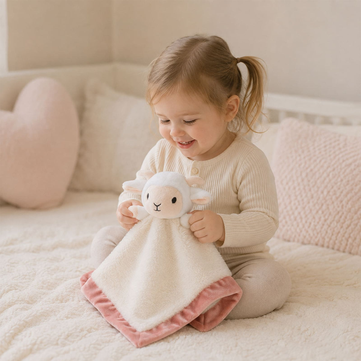 Animal Security Blanket Soft Plush Lovey Comfort Blanket, 14 Inches
