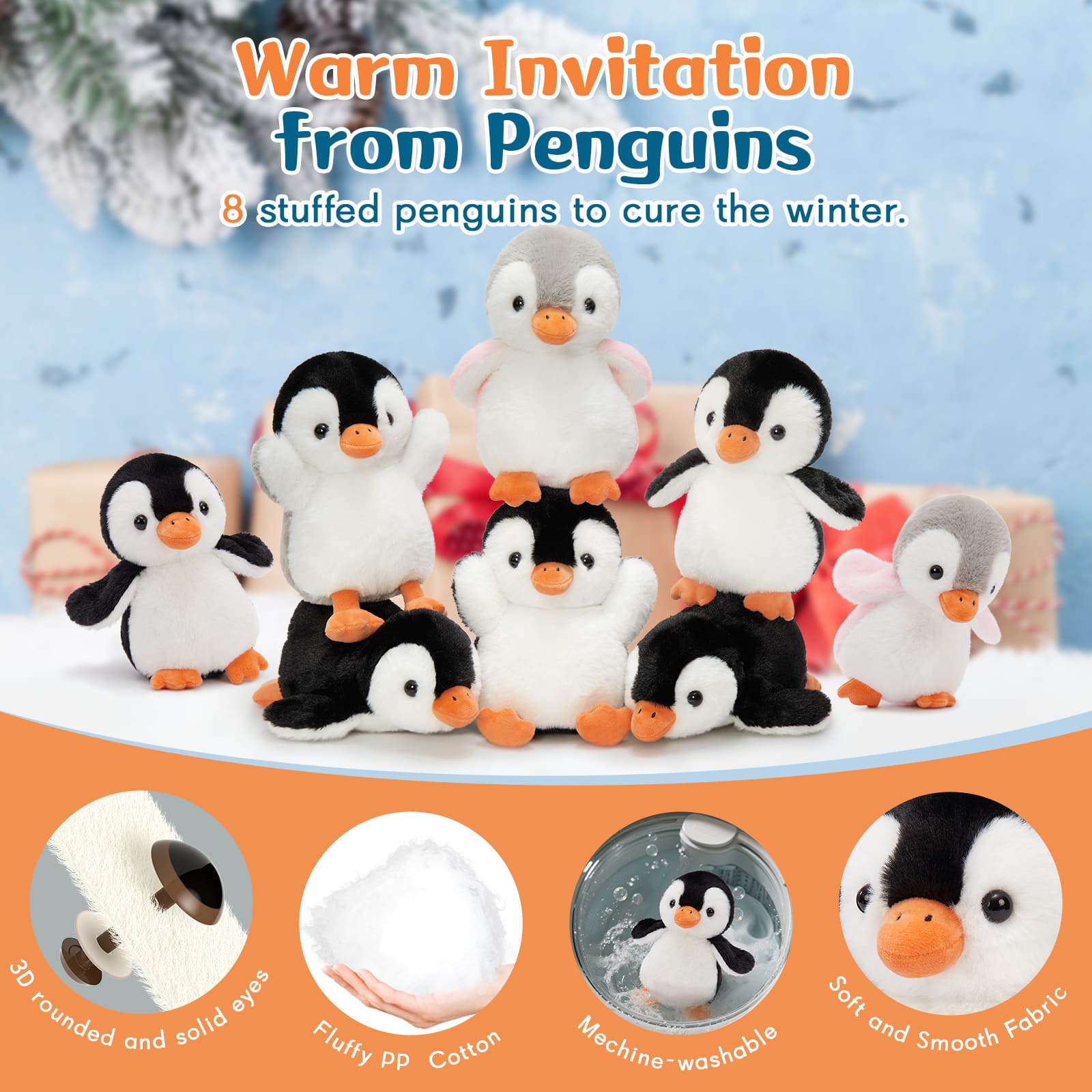Mini Penguin Stuffed Animals - 8 Inches Penguin Stuffies - Kawaii Penguin Babies - DIY Keychains or Bag Charms - Sentimental Gifts Party Favors