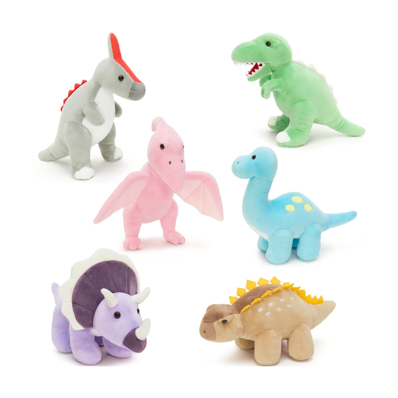 Mini Dinosaur Plush Toy Set – 9.8" Soft Stuffed Dino Animals for Kids
