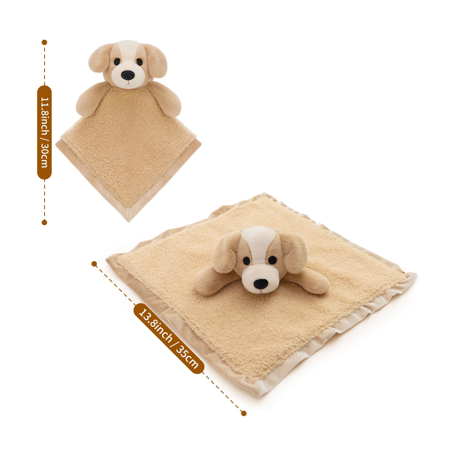 Animal Security Blanket Soft Plush Lovey Comfort Blanket, 14 Inches