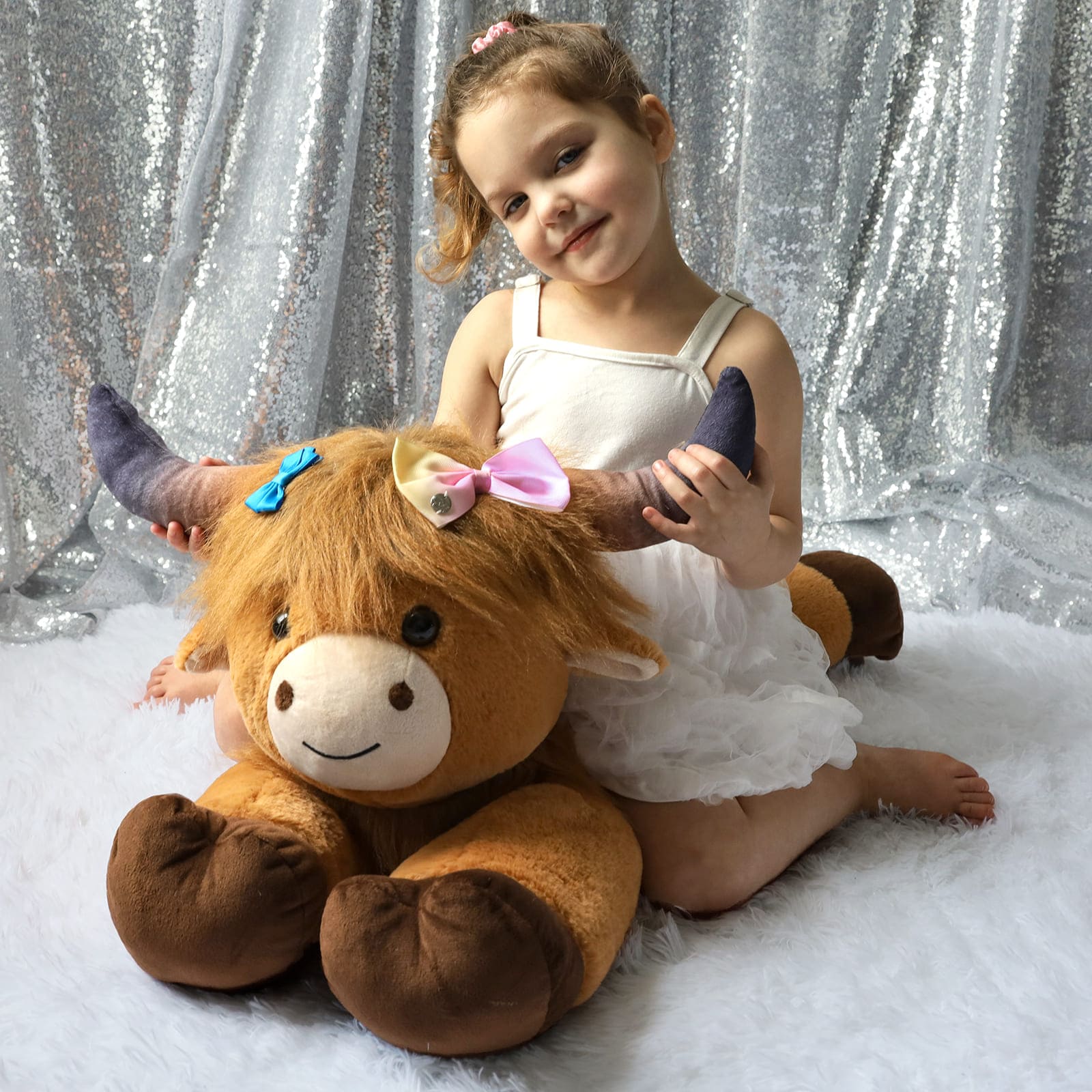 Big Highland Cow Stuffed Animals, Brown, 32 inches