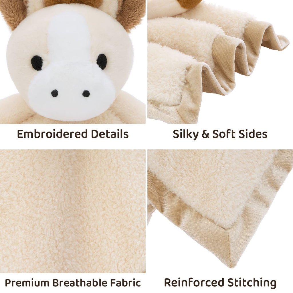 Animal Security Blanket Soft Plush Lovey Comfort Blanket, 14 Inches