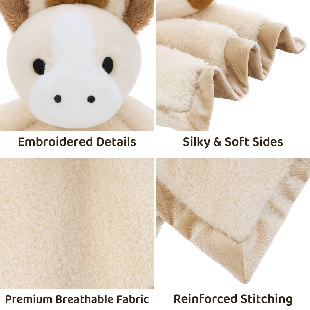 Animal Security Blanket Soft Plush Lovey Comfort Blanket, 14 Inches