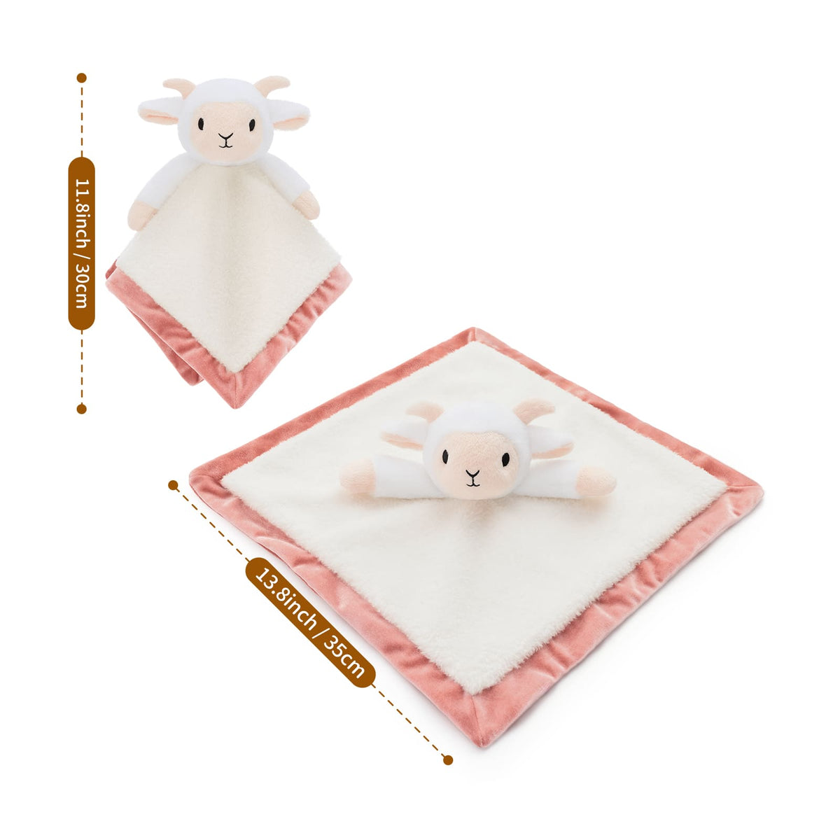 Animal Security Blanket Soft Plush Lovey Comfort Blanket, 14 Inches