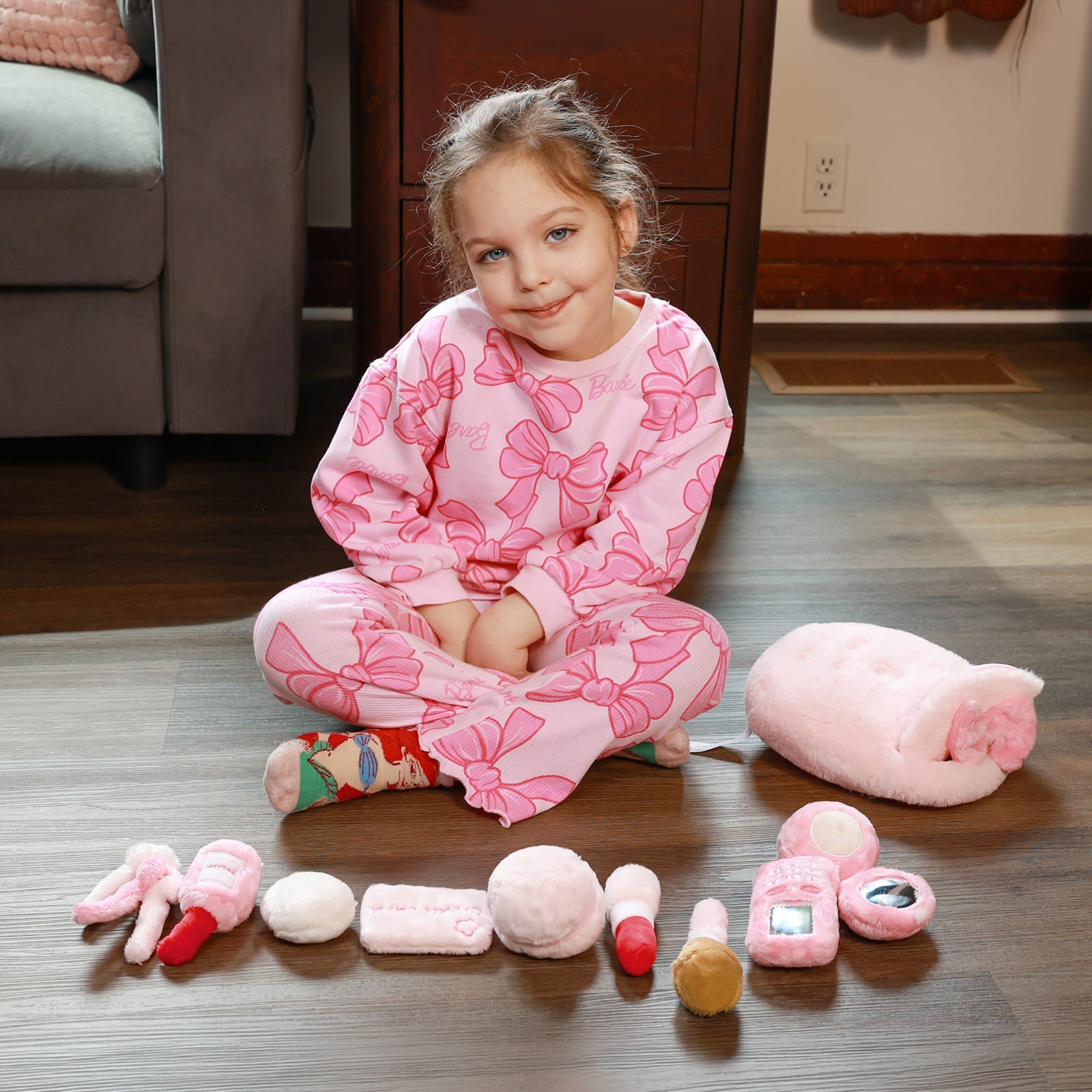 Soft Pink Pretend Makeup & Accessories Toy Set - My First Purse Plush Playset