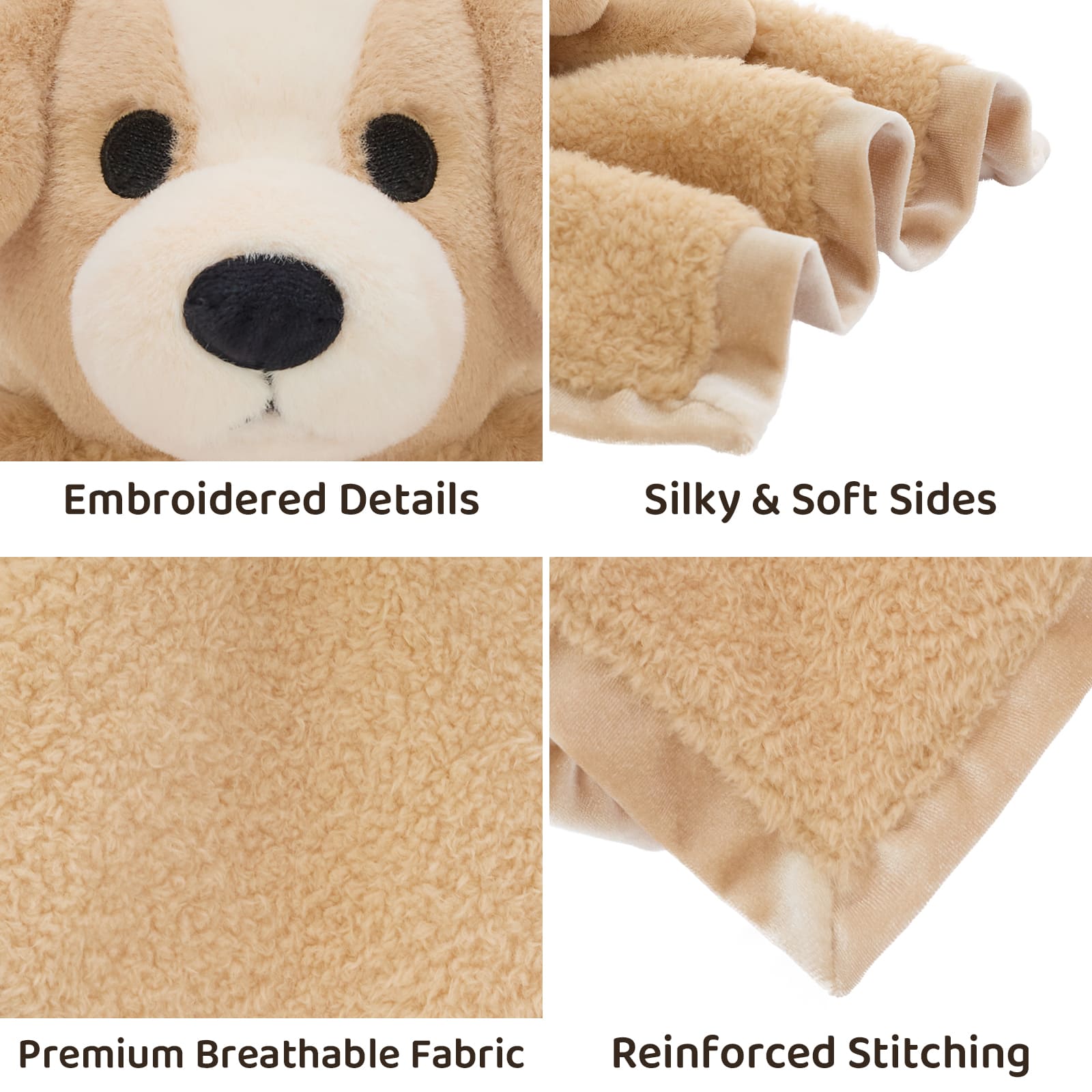 Animal Security Blanket Soft Plush Lovey Comfort Blanket, 14 Inches