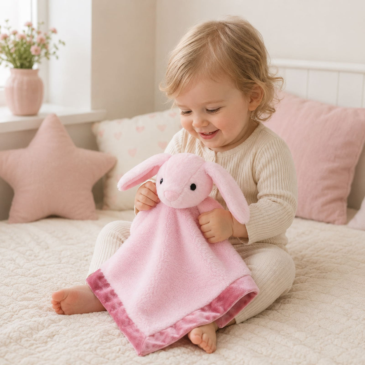 Animal Security Blanket Soft Plush Lovey Comfort Blanket, 14 Inches