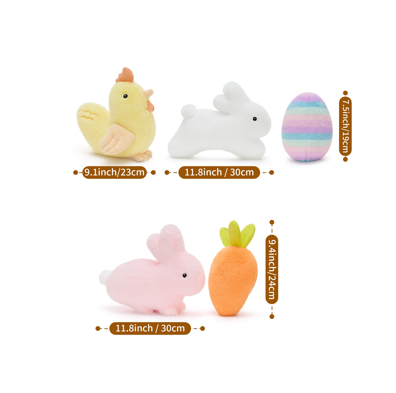 Easter Plush Toy Set – Bunny, Chick, Carrot & Colorful Easter Egg Stuffed Animals