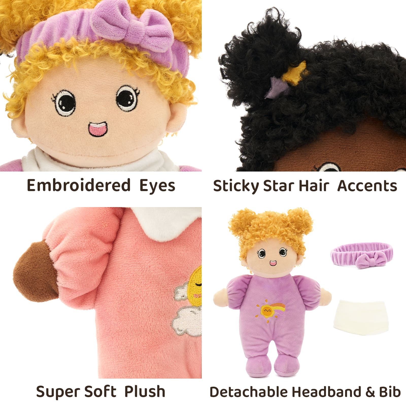 2-Piece Comfort Dolls 11.8-Inch Soft Plush Doll Set for Kids