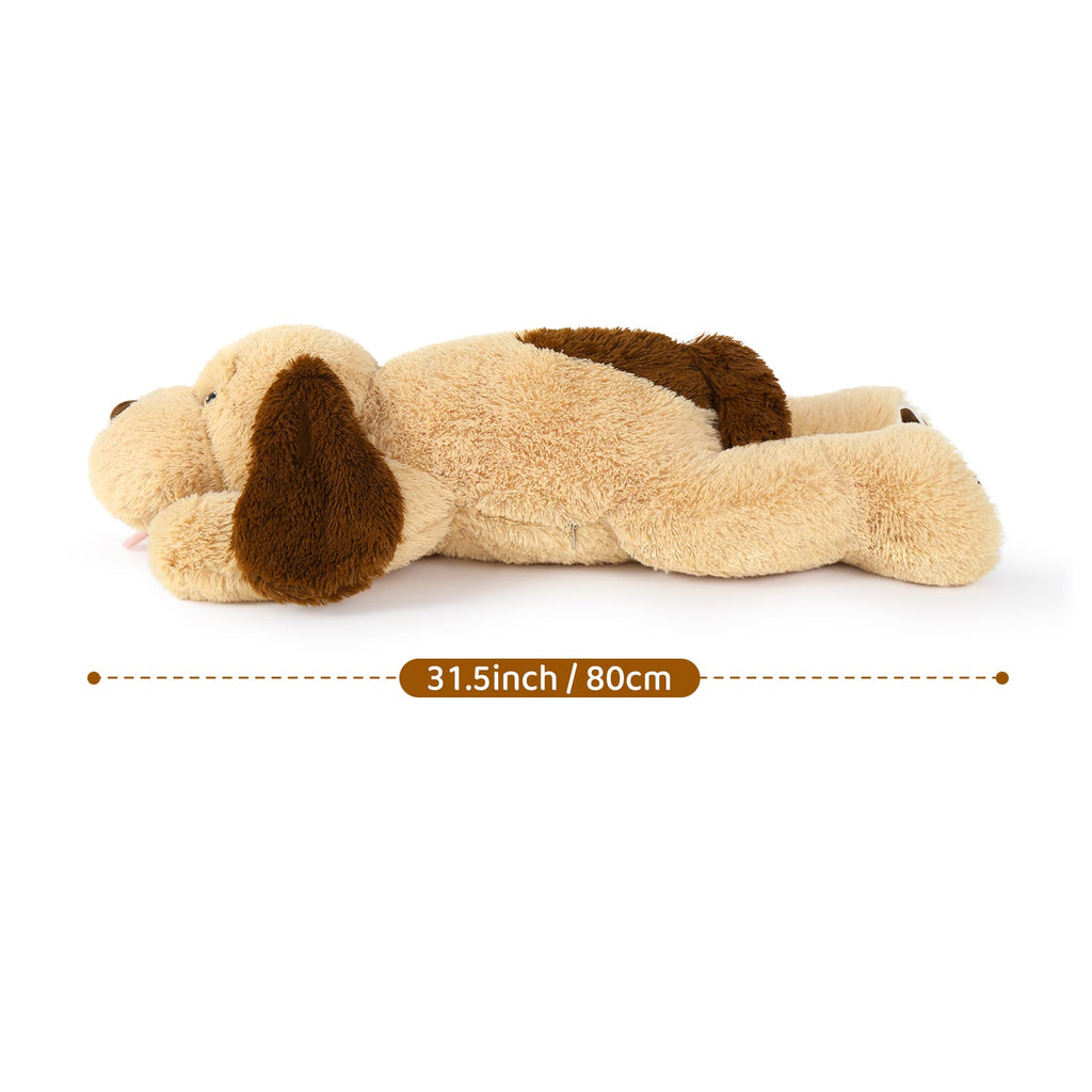 Giant Dog Stuffed Plush Toy, Brown/White/Pink, 31/51 Inches