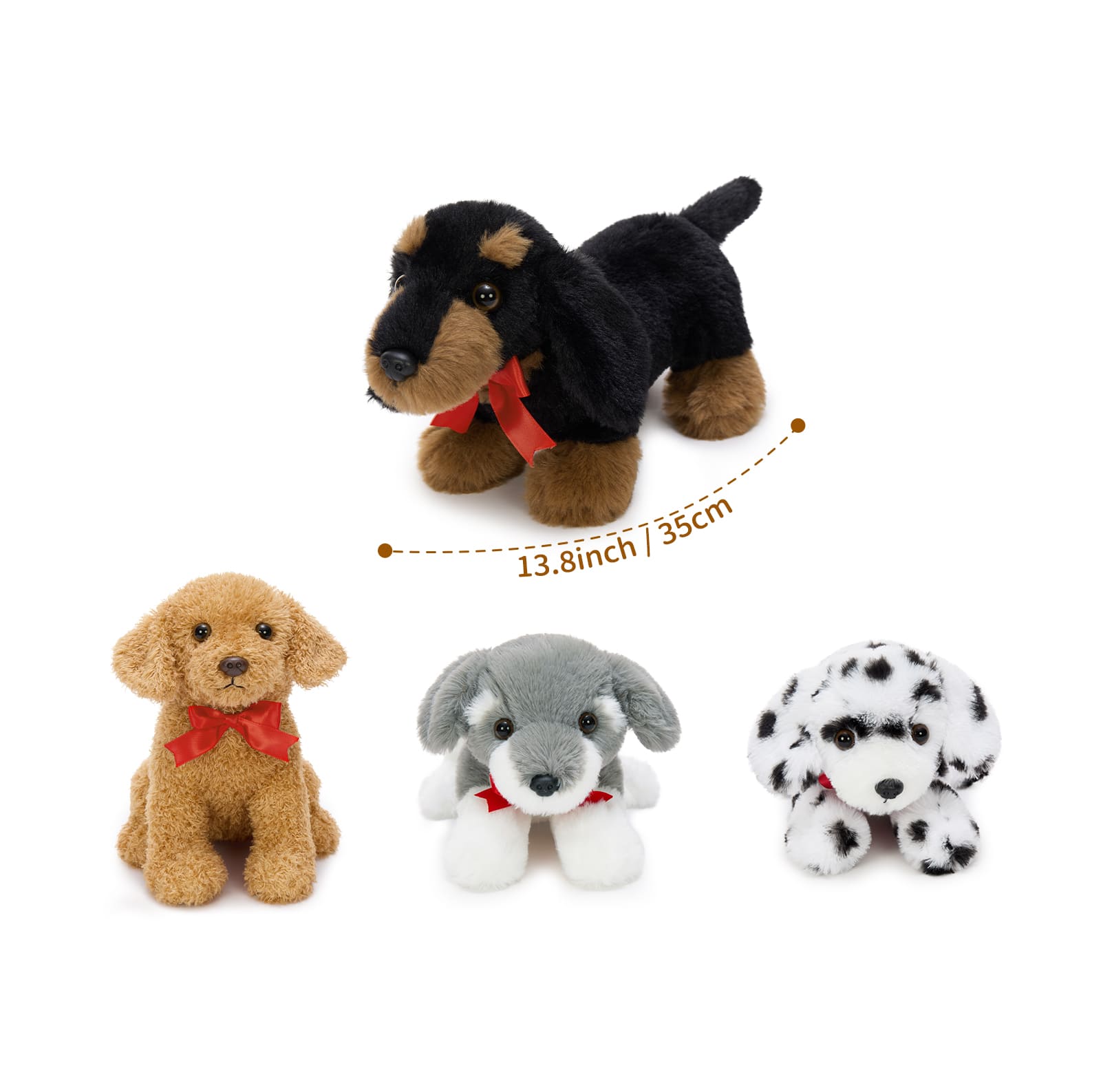 Dog Plush Toy Set Soft Stuffed Puppy Collection, 13.8 Inches