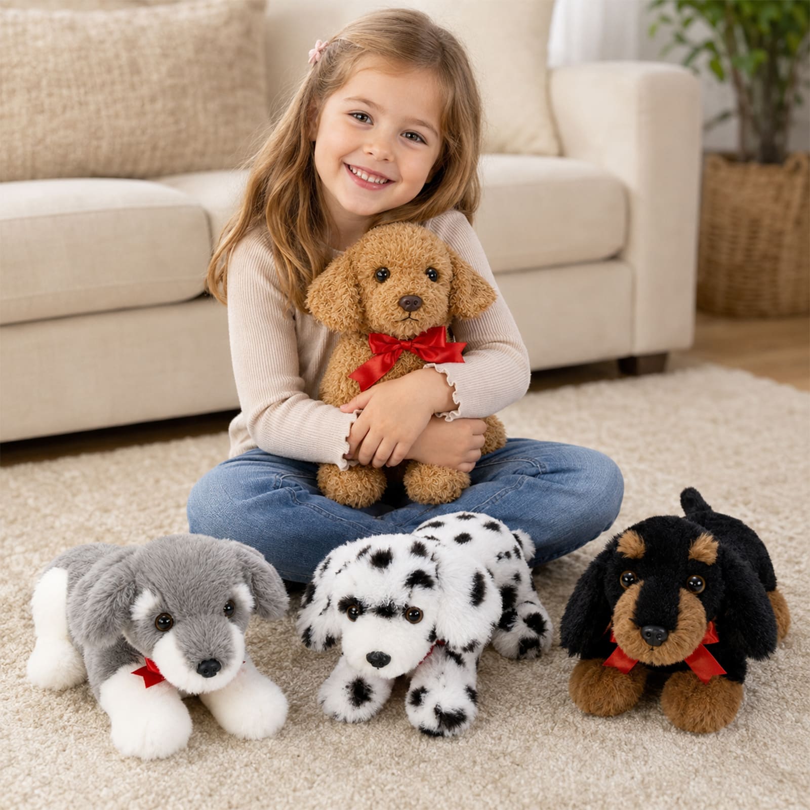 Dog Plush Toy Set Soft Stuffed Puppy Collection, 13.8 Inches