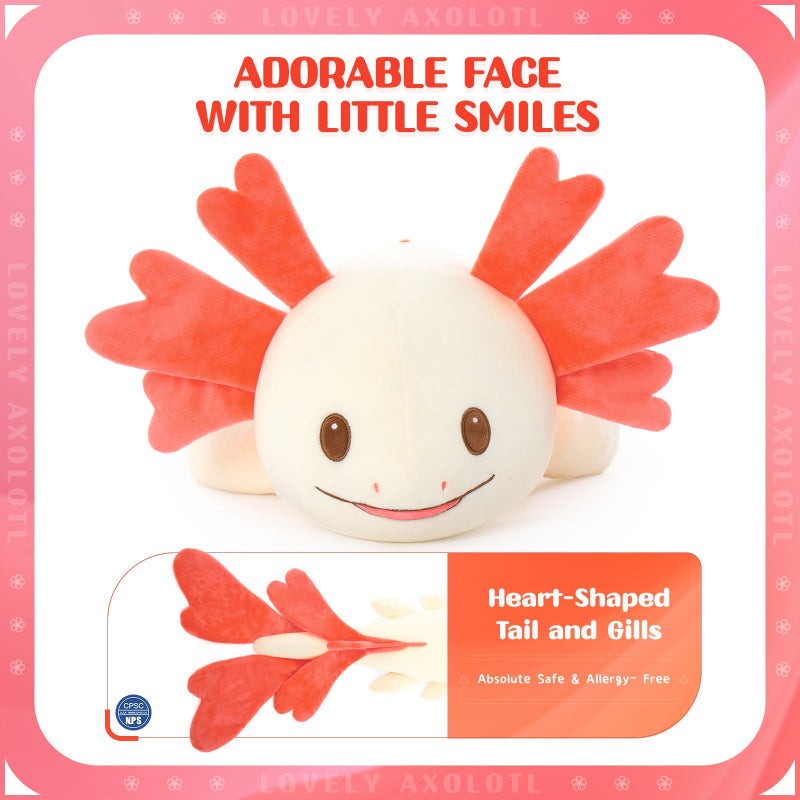 Axolotl Plush Toy Salamander Long Throw Pillow, 43 Inches - MorisMos Stuffed Animals