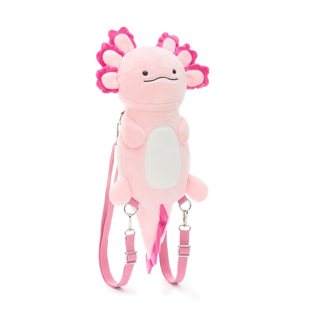 Plush Axolotl Backpack with Three Mini Axolotl Plushies Inside