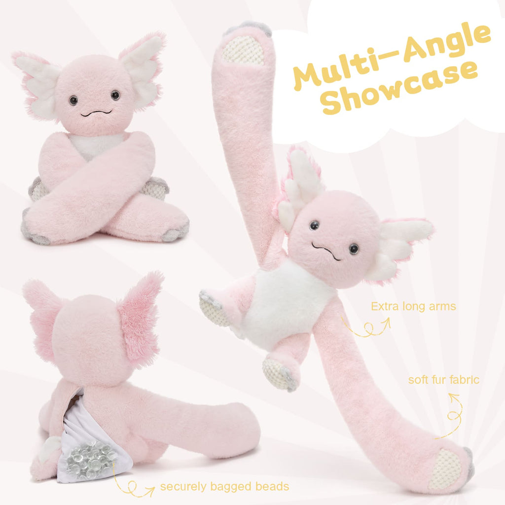 Axolotl Wighted Stuffed Animals for Kids, Adults - 20 Inches Long Plush Arms for Hugs - 3.8 LBS Axolotl Stuffed Animal Plushies - Ultra Squishy Body Pillows - Long Arm Plushie Neck Pillow for Sofa, Bed - Gift for Kids, Teens, Adults