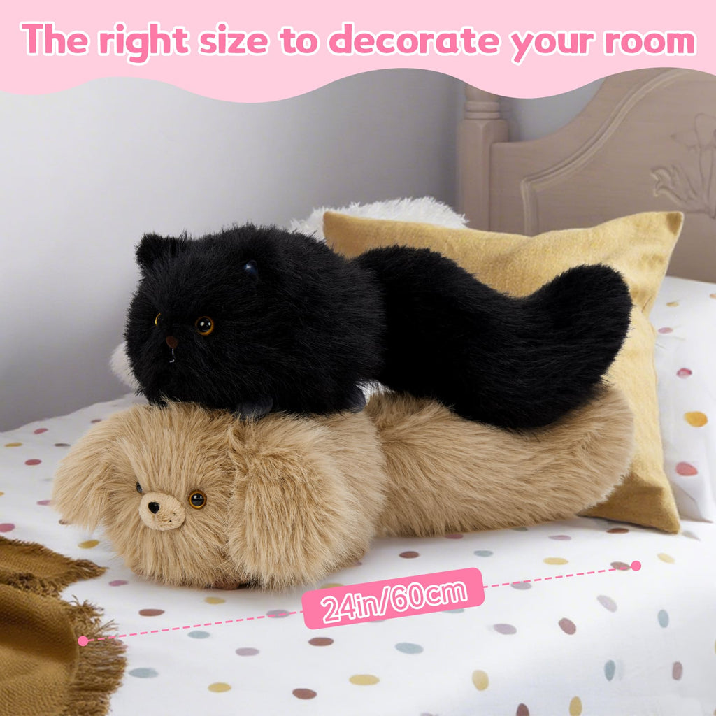 Stuffed Brown Dog Toys - 24 Inches Plush Puppy Toys - Big Furry Tail Dog - Kawaii Dog Stuffies - Cute Puppy Plush for Girls Boys - MorisMos Stuffed Animals - Free Shipping Now