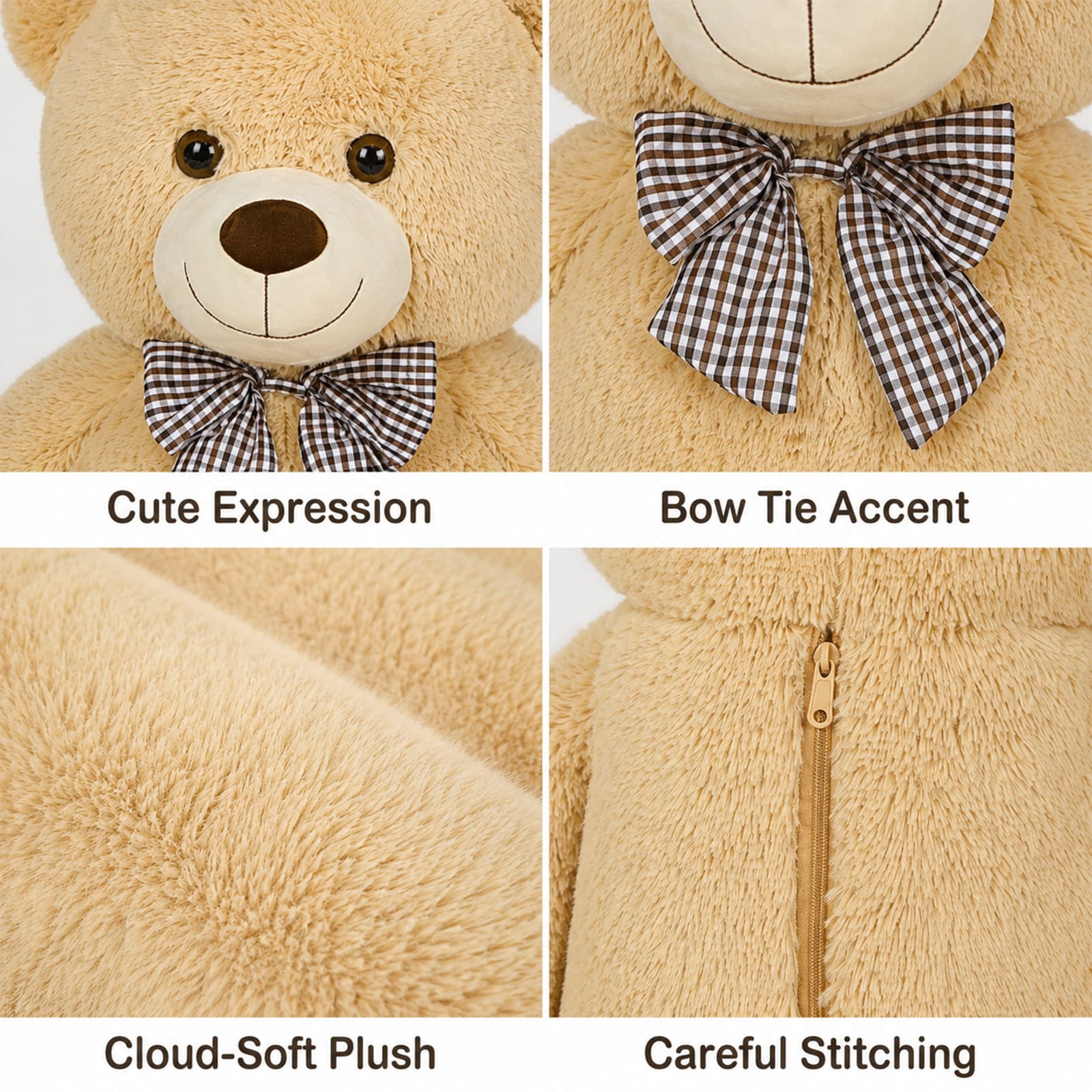 Adorable brown teddy bear stuffed animal plush with huggable body and soft fur texture, perfect gift choice for kids, baby showers, holidays, and special celebration occasions