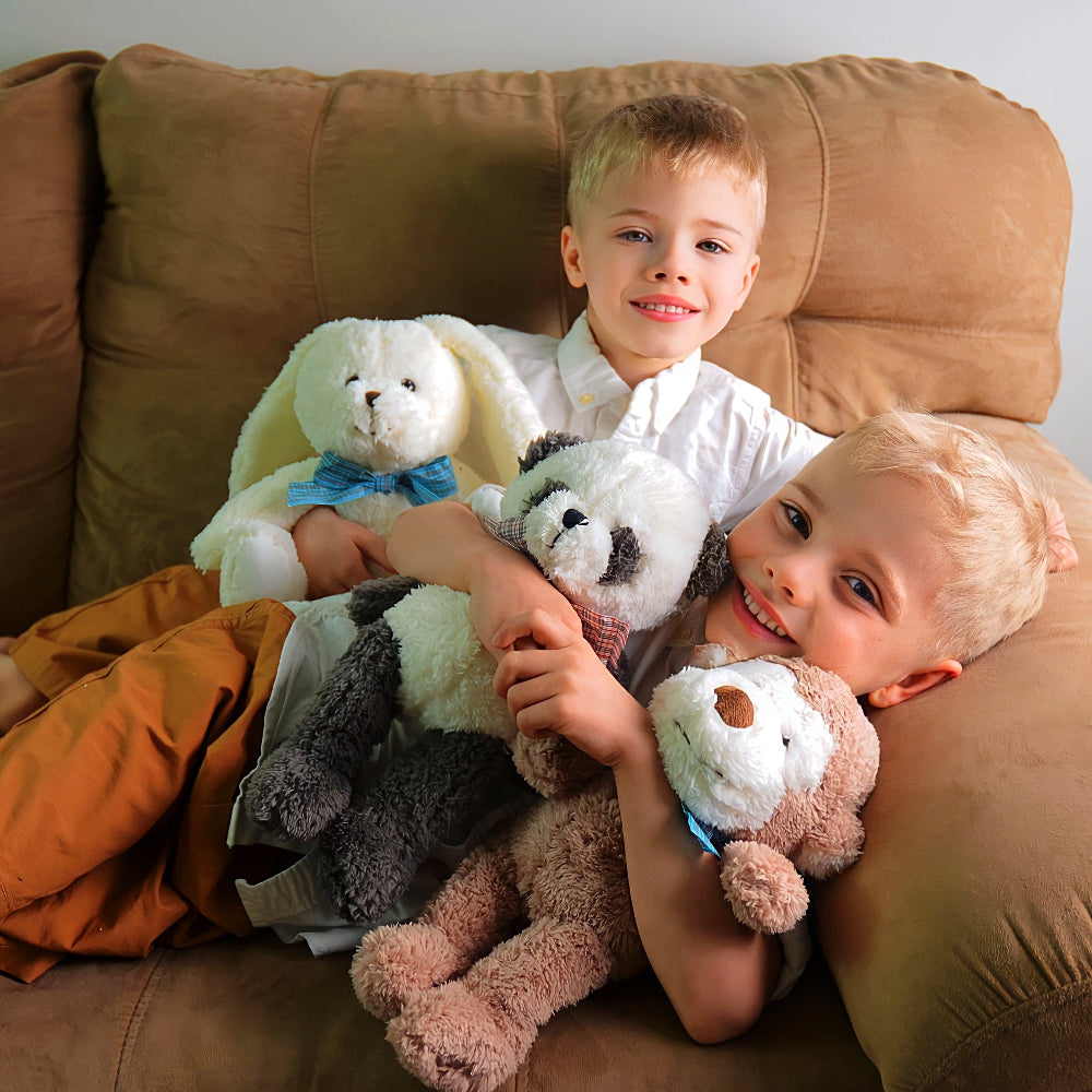 3 Packs 12 Inch Animal Plush Toy Assortment - Baby Shower Centerpiece Decoration - Small Stuffed Animal Bulk for Kids, Carnival Prizes, School Gifts, Valentine's Day Party Favors - Panda Bunny Monkey Plush