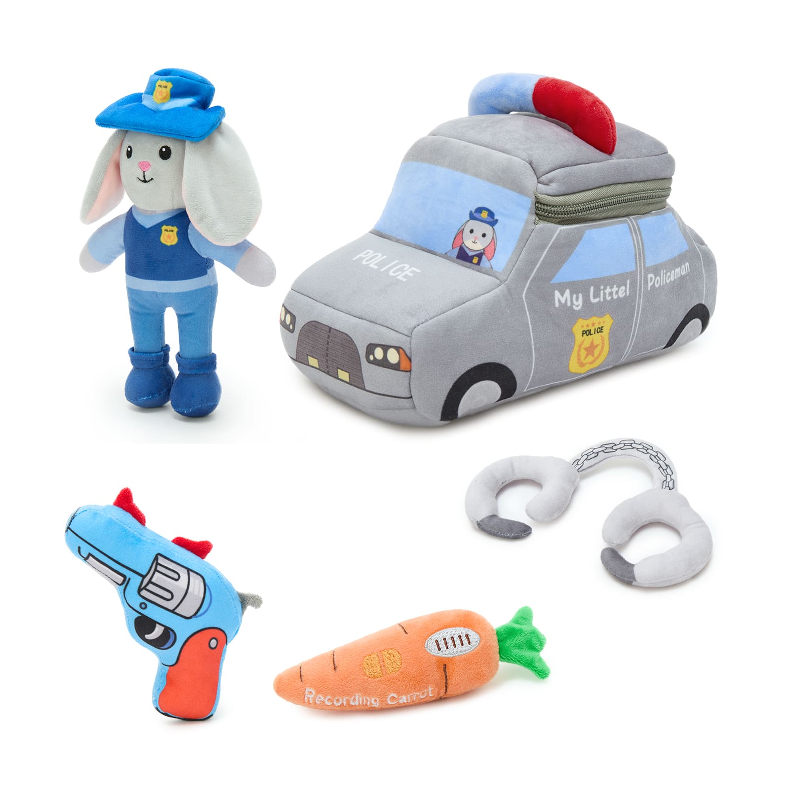 Plush Police Bunny Playset with Police Car Carrying Bag