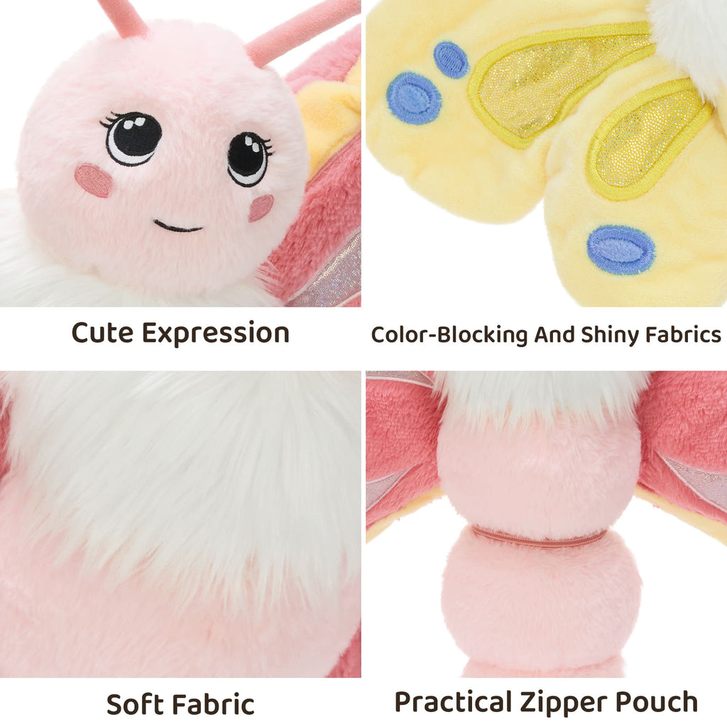 Cute Butterfly Plush Toy with Three Mini Butterflies, 31.5 Inches