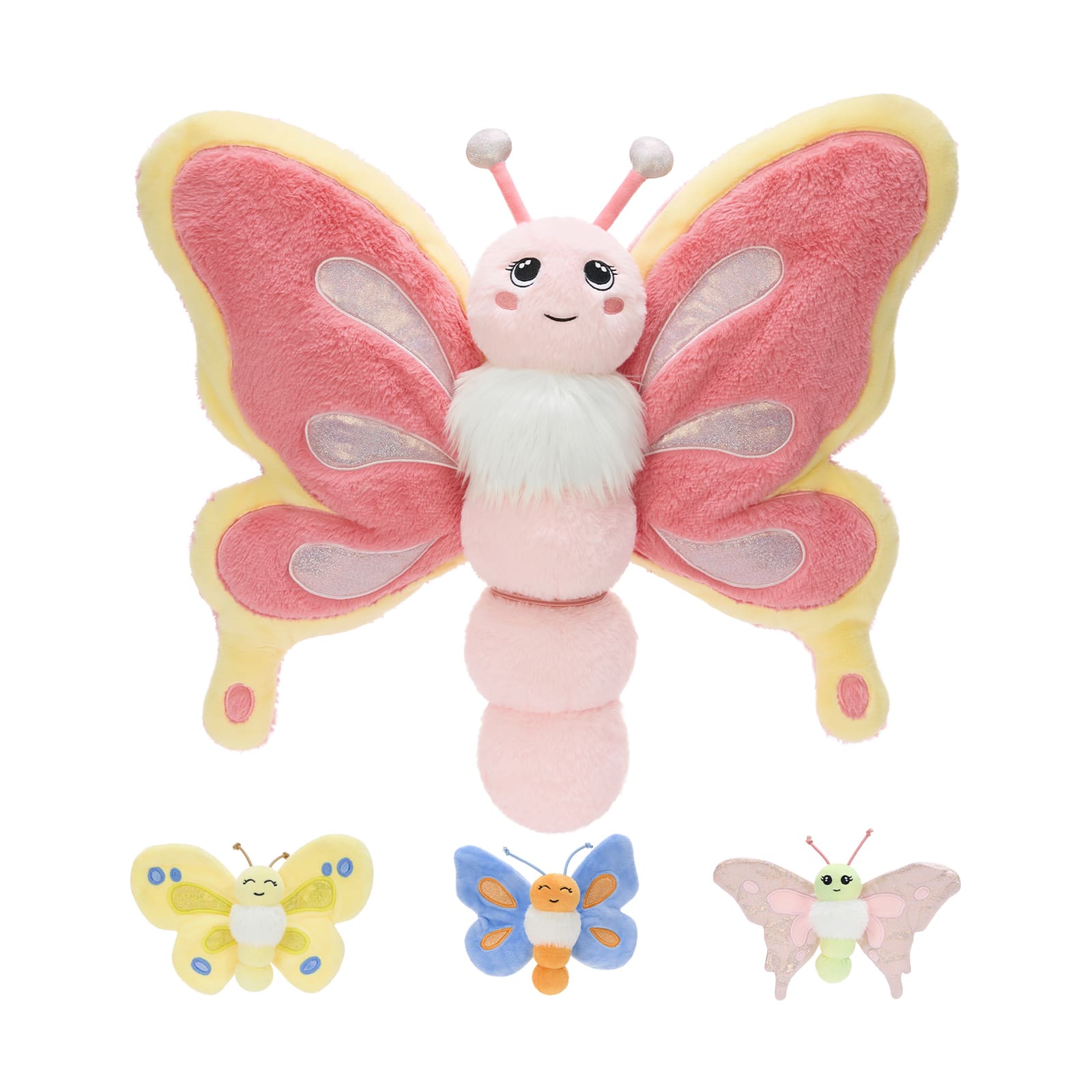 Cute Butterfly Plush Toy with Three Mini Butterflies, 31.5 Inches