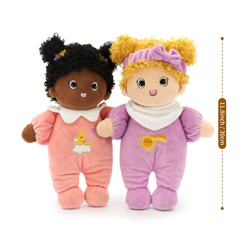 2-Piece Comfort Dolls 11.8-Inch Soft Plush Doll Set for Kids