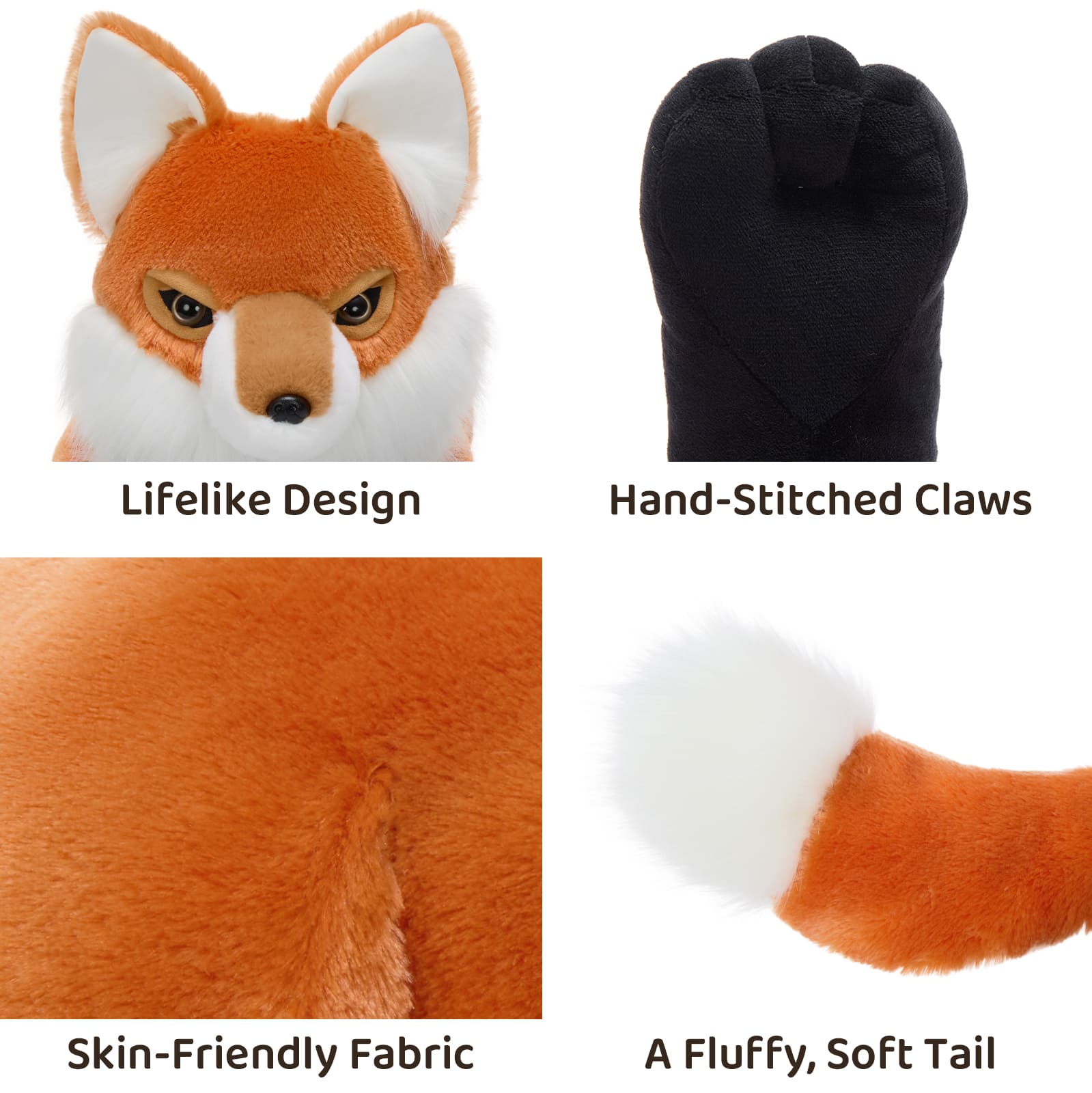 Fox Plush Toys Jungle Stuffed Animals, Reddish-brown, 31 Inches
