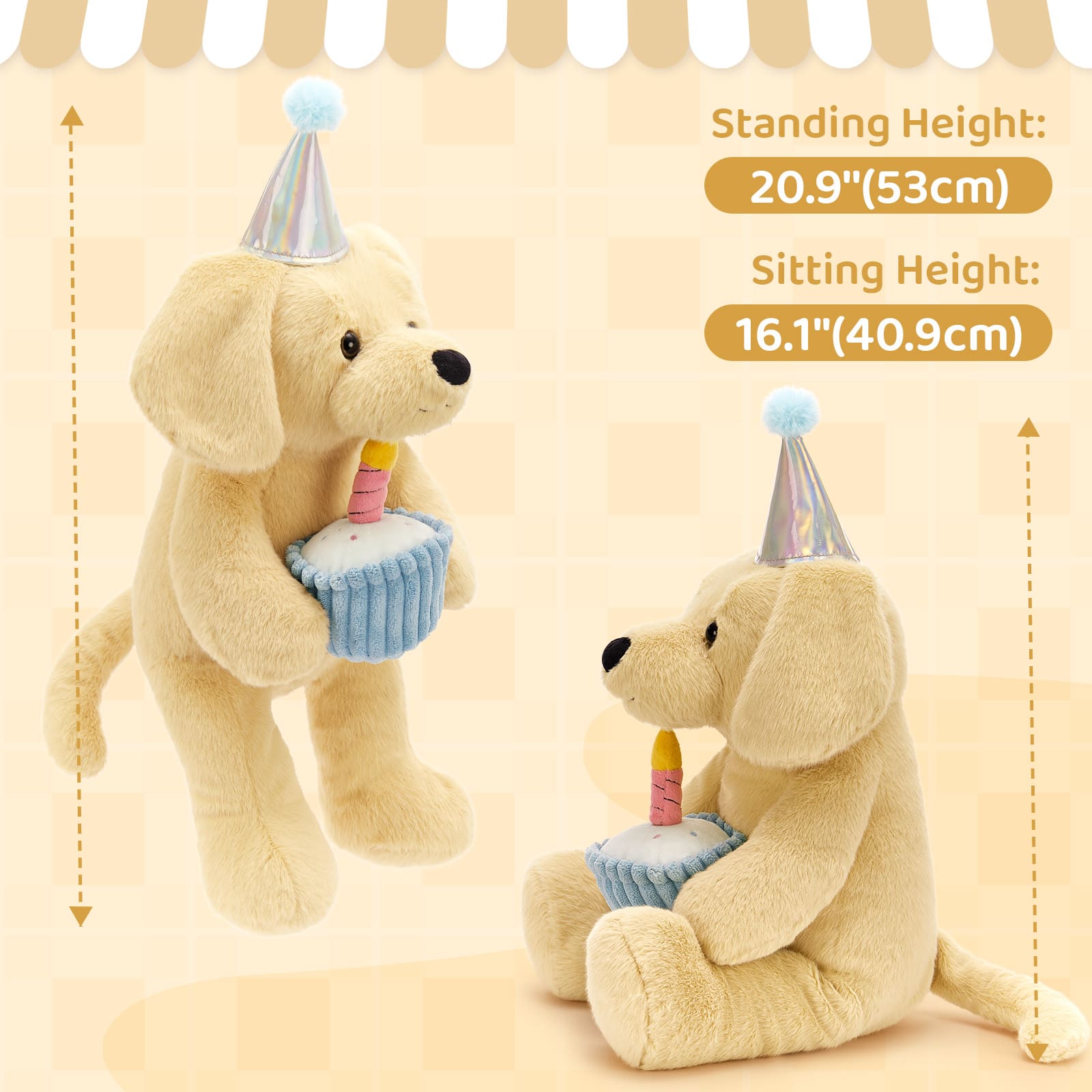 Labrador Dog Plush Toy Holds a Chic Plush Cupcake
- Birthday Gift Ideas for Girls Boys - Birthday Gift for Children - MorisMos Stuffed Animals