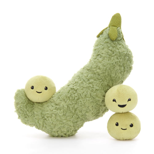 15.7 Inch Lifelike Pea Pod Plush Toy with 3 Removable Beans